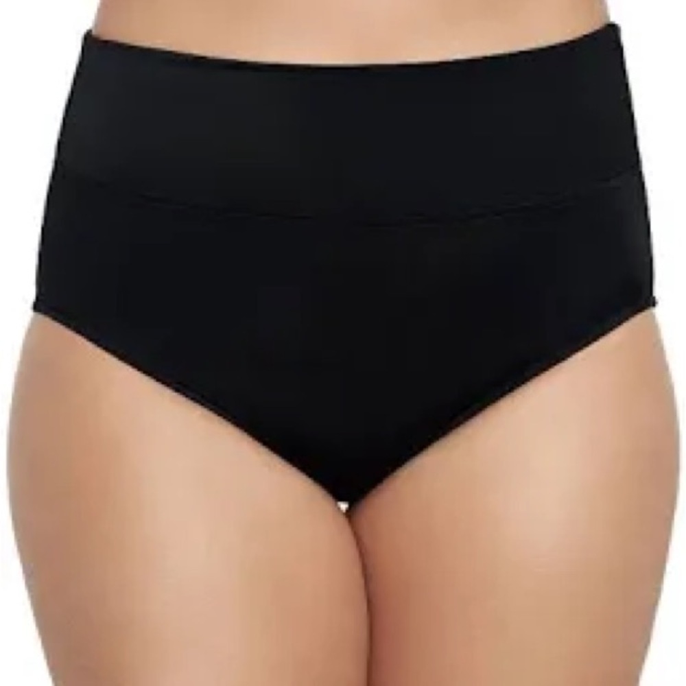 Slimshaper Solid Allover Control Swim Briefs Sz 12 Black Full Coverage